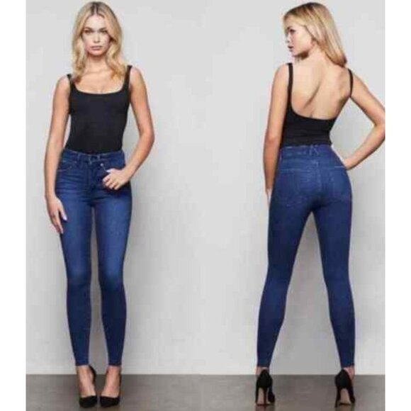 GOOD AMERICAN good waist high rise skinny jeans in blue 777 size 26 - Picture 1 of 6